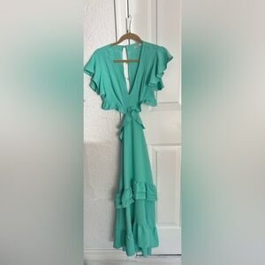 Elegant Green Ruffle Dress